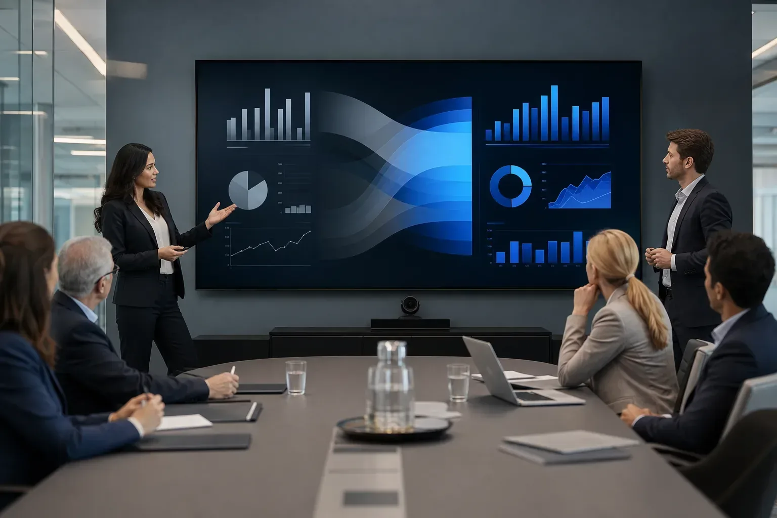 Consulting team presenting anonymized enterprise case study outcomes