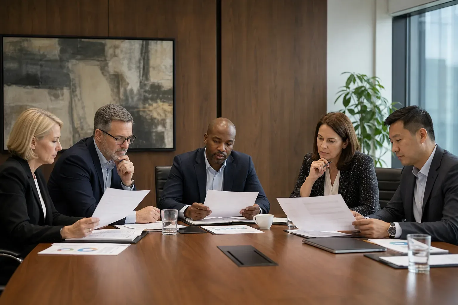 Governance board reviewing delivery quality gates and checklists
