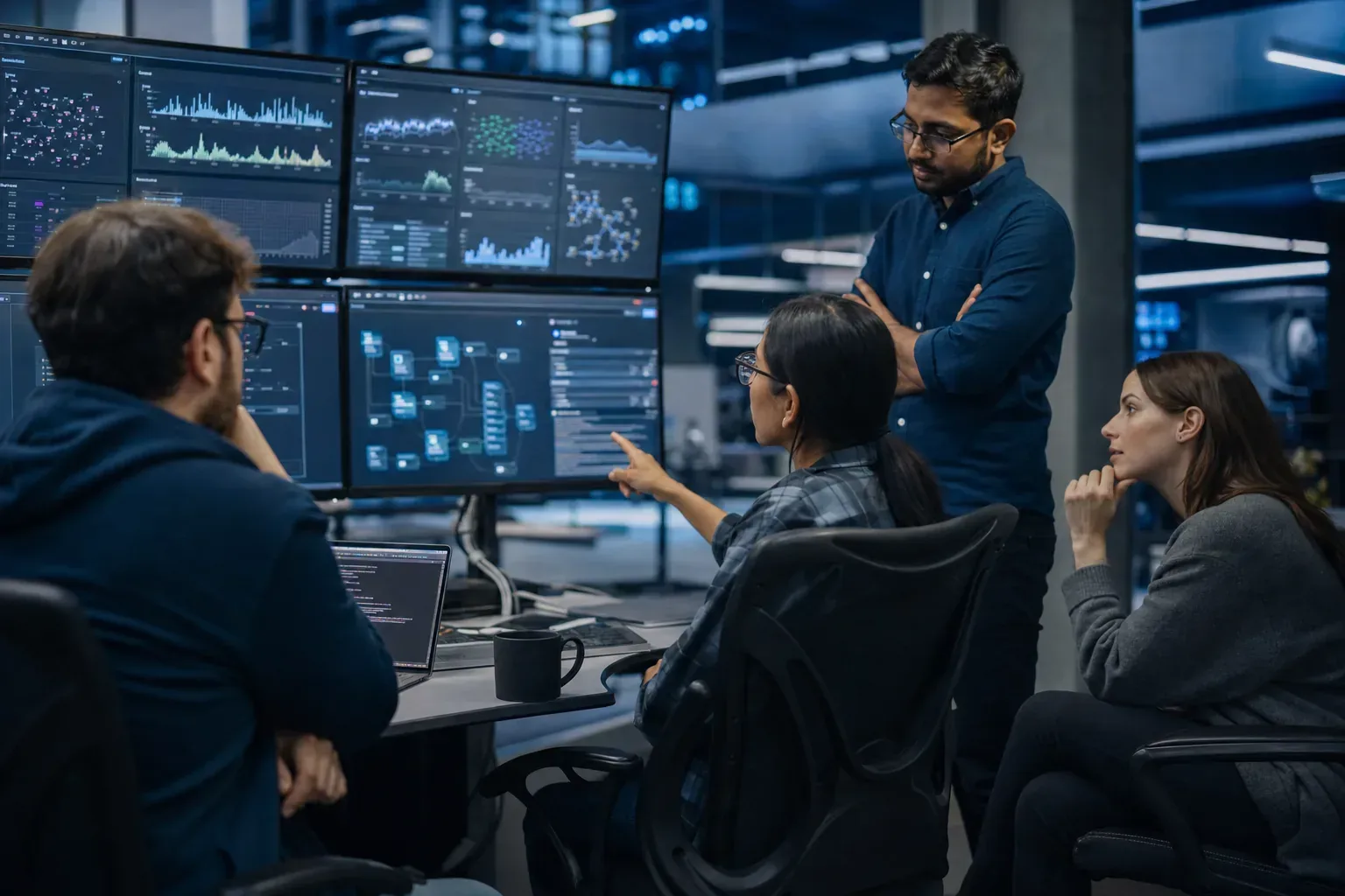 Engineering team running post-launch optimization on production metrics